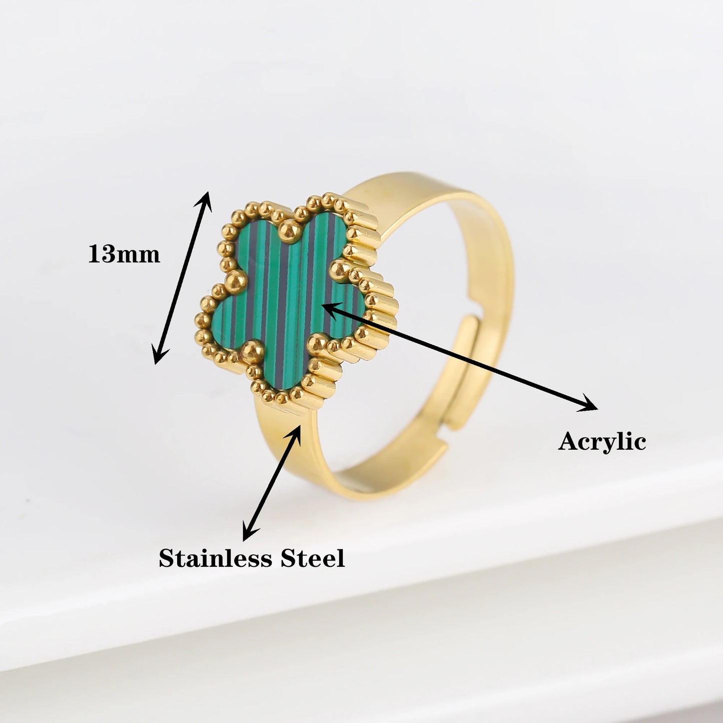 Bague fleur en acier inoxydable ajustable